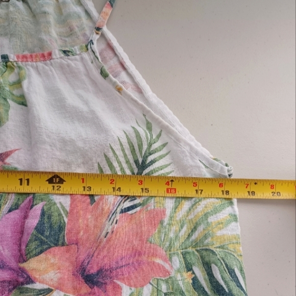 Lungo L'arno 100% Linen Botanical Floral Beachy Coastal Mini Dress - Picture 11 of 12